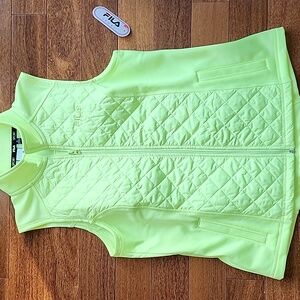 NEW Fila Women's Neon Yellow Quilted Vest / Size Medium